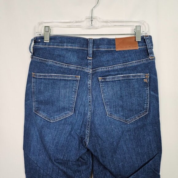 MADEWELL High Rise Jeans MEDIUM WASH BLUE size 27 Button Fly Skinny Distressed - Picture 9 of 10